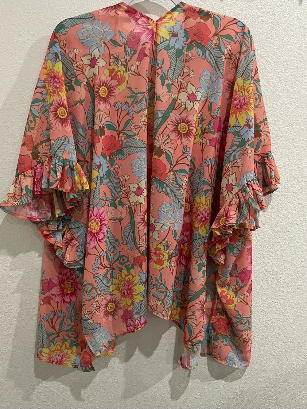Umgee Floral Kimono Style Cardigan Boho Colorful Lightweight - Picture 7 of 7
